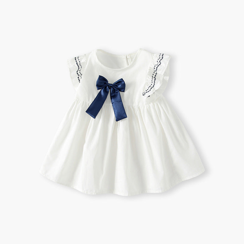 Girls' summer dress - new  collection - fashionable bow detail - korean style - elegant summer dress for little girls