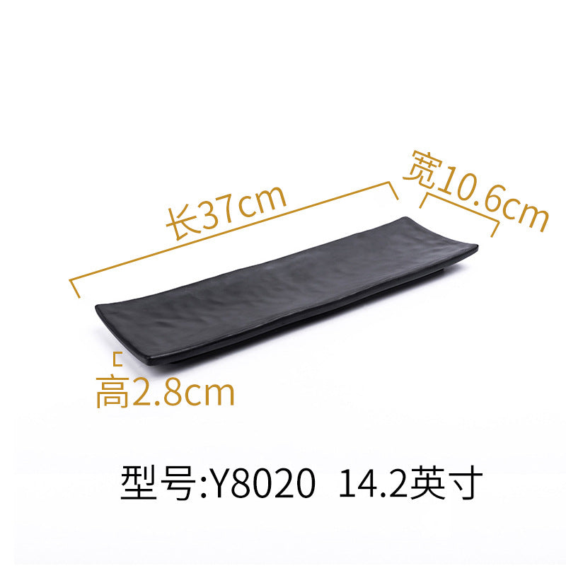 Melamine black tableware plastic dish imitation porcelain dinner plate cold dish plate barbecue hot pot plate barbecue restaurant plate commercial