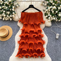 Accessible luxury dopamine ruffles cake skirt elastic women's super hot silm a-line dress classy sense vacation skirt