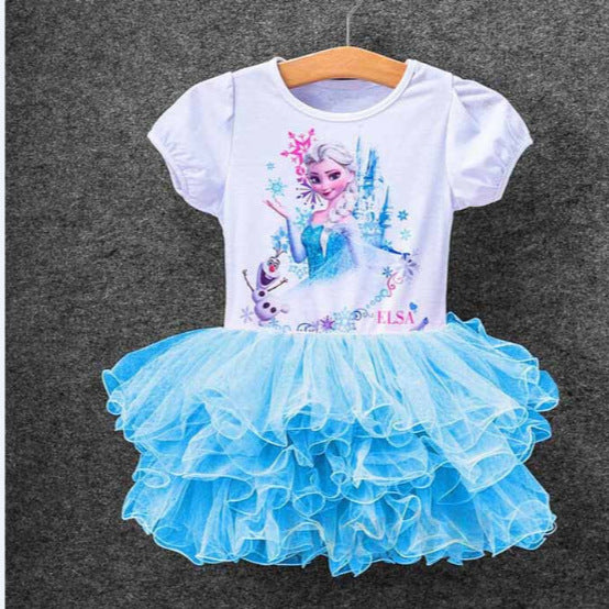 Summer new arrivals: girls' floral ruffle tulle skirt, frozen princess series patchwork dress