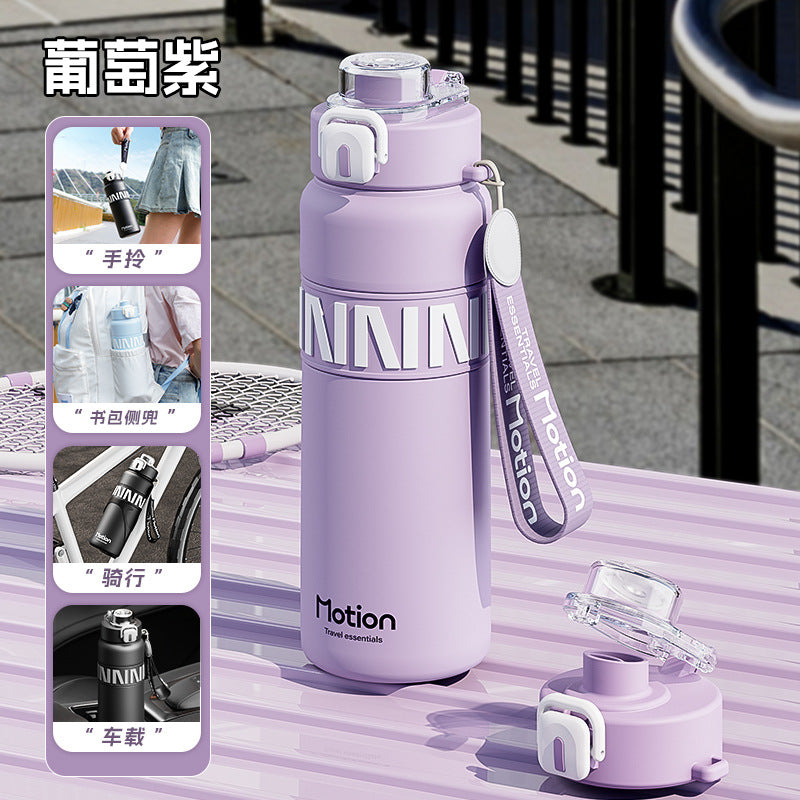 Large capacity 316l stainless steel insulated water bottle - perfect for students, kids, school, and sports - includes straw