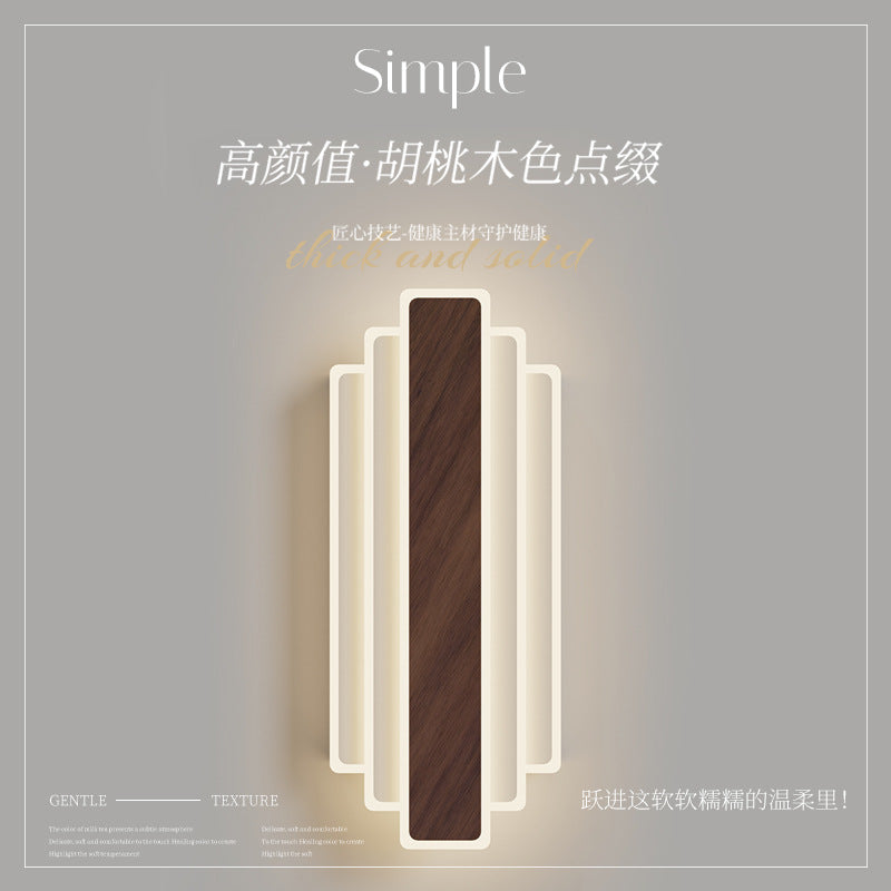 Wall lamp, bedside lamp, bedroom, living room, long strip, simple atmosphere, minimalist walnut color, eye protection, corridor background wall lamp