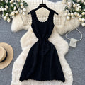 French white sleeveless knittingdress women's summer new arrival cool cut out waist slimming look a-line skirt qianjin style