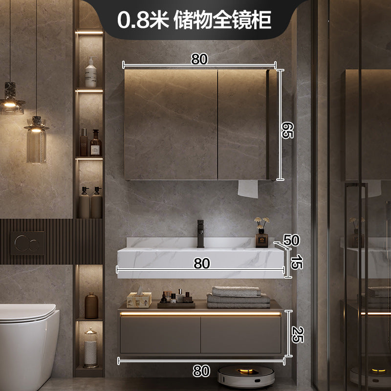 [Spot] Multifunctional storage rack, rock slab hot bending integrated basin, bathroom, washstand, face wash, bathroom cabinet combination