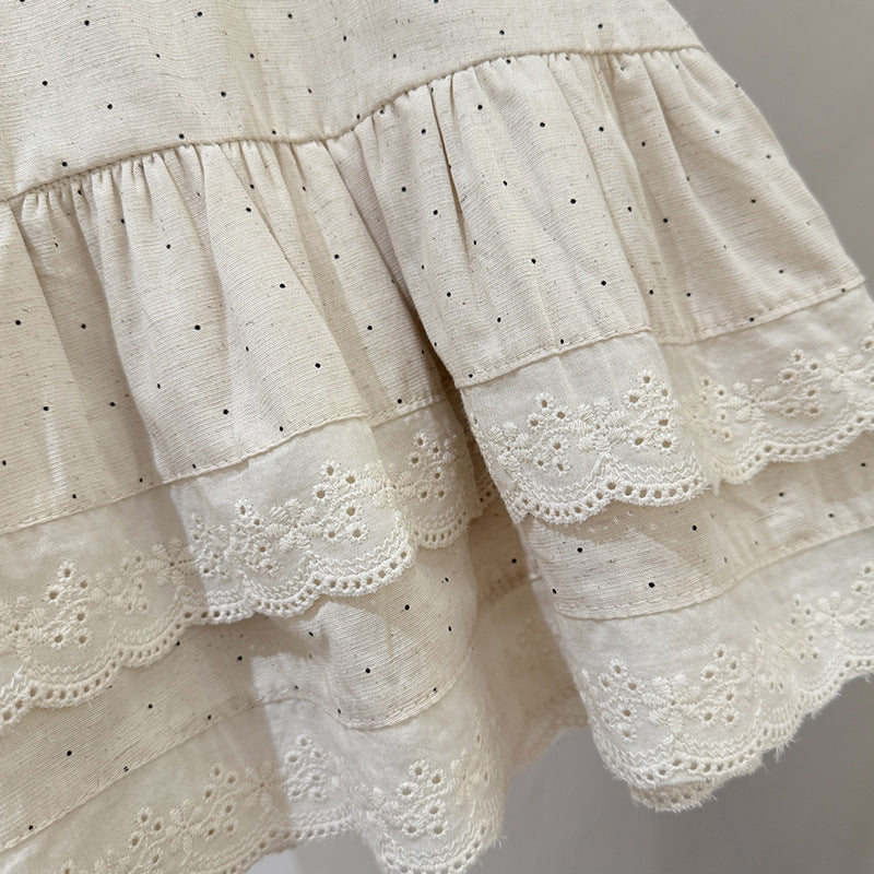 New girls' summer korean style sleeveless polka dot outfit - versatile, stylish, and trendy kids' clothing for baby girls
