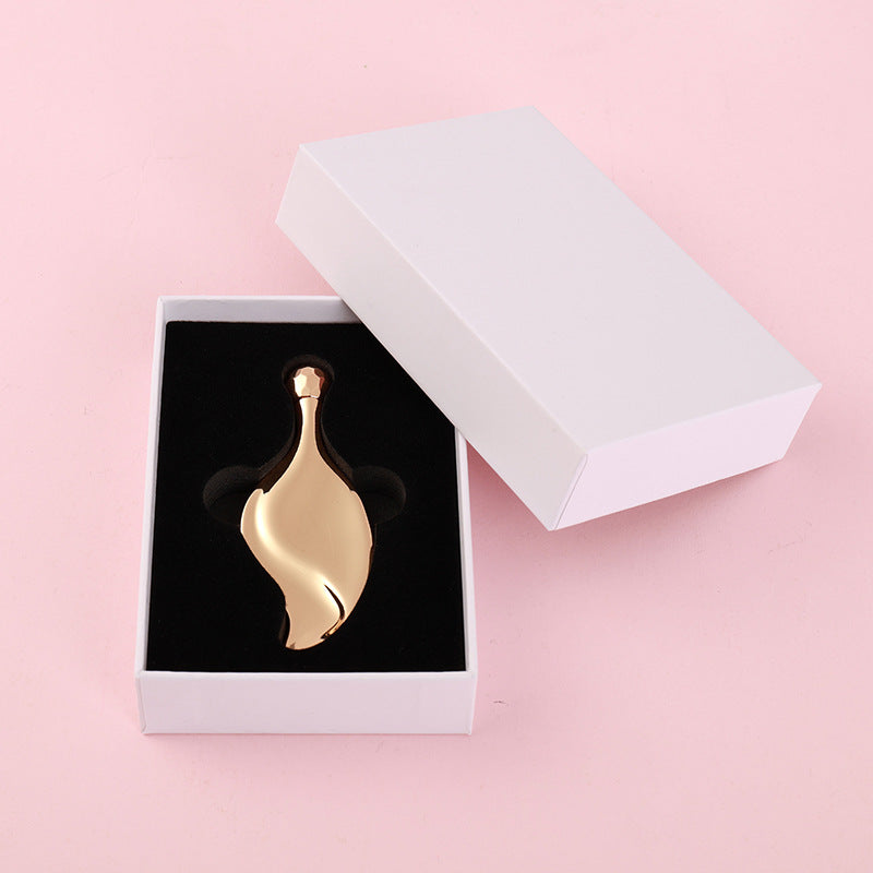 Factory direct leaf-shaped massage facial roller - metal scraping board for face, eye, and neck lifting - wholesale