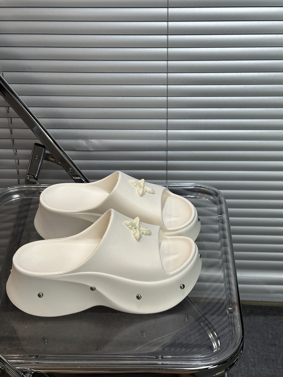 Thick sole slippers for women outwear summer 2026new arrival travel summer one-line sandals slippers for students to increase height