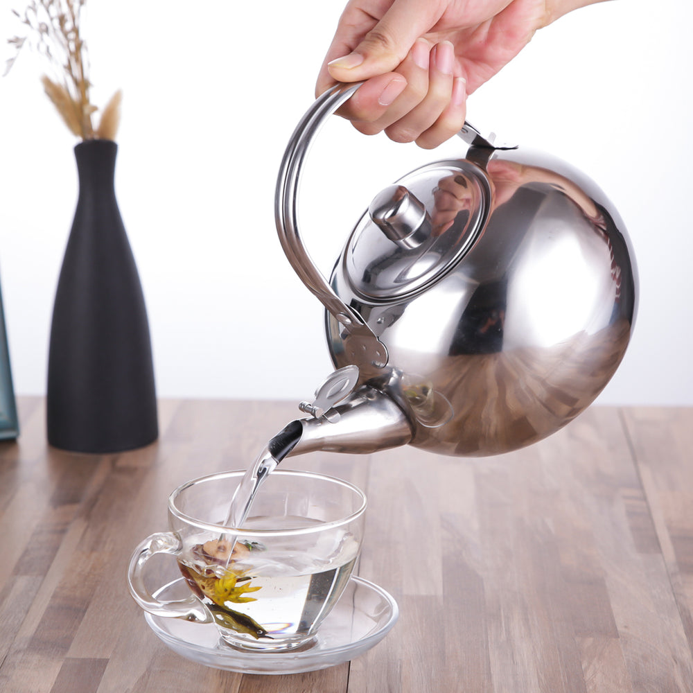 stainless steel teapot restaurant with filter tea kettle commercial water kettle large capacity hotel restaurant water kettle